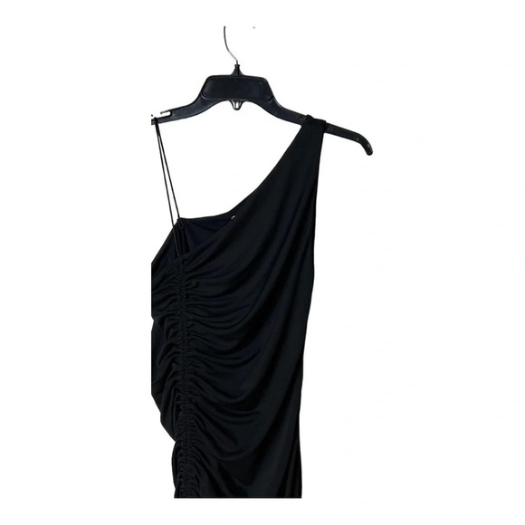 1406. ALICE + OLIVIA BINNIE ASYMMETRIC RUCHED BODYCON DRESS BLACK INβ COLOR SZ 6 - Picture 3 of 10